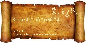 Kripkó Árpád névjegykártya