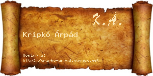 Kripkó Árpád névjegykártya